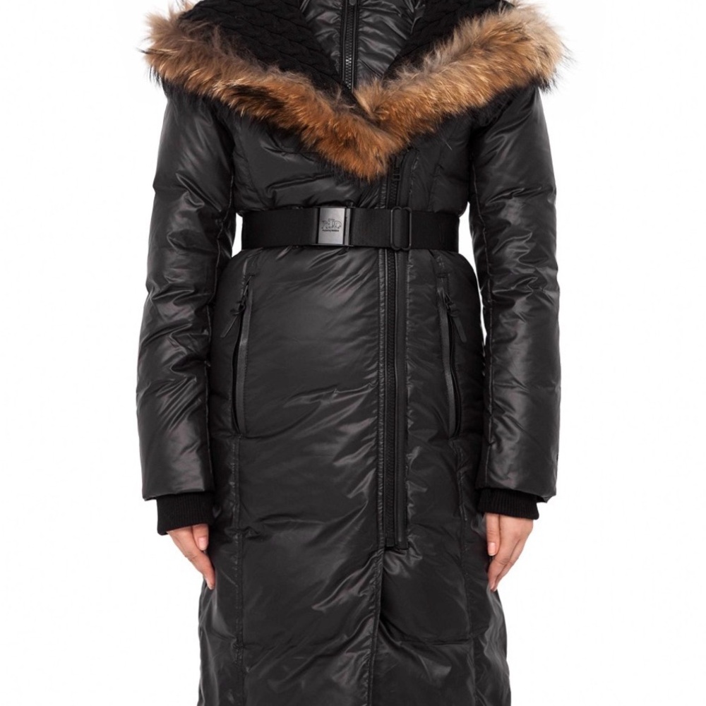 RUDSAK Black Puffer Jacket with Tan Fur Trim